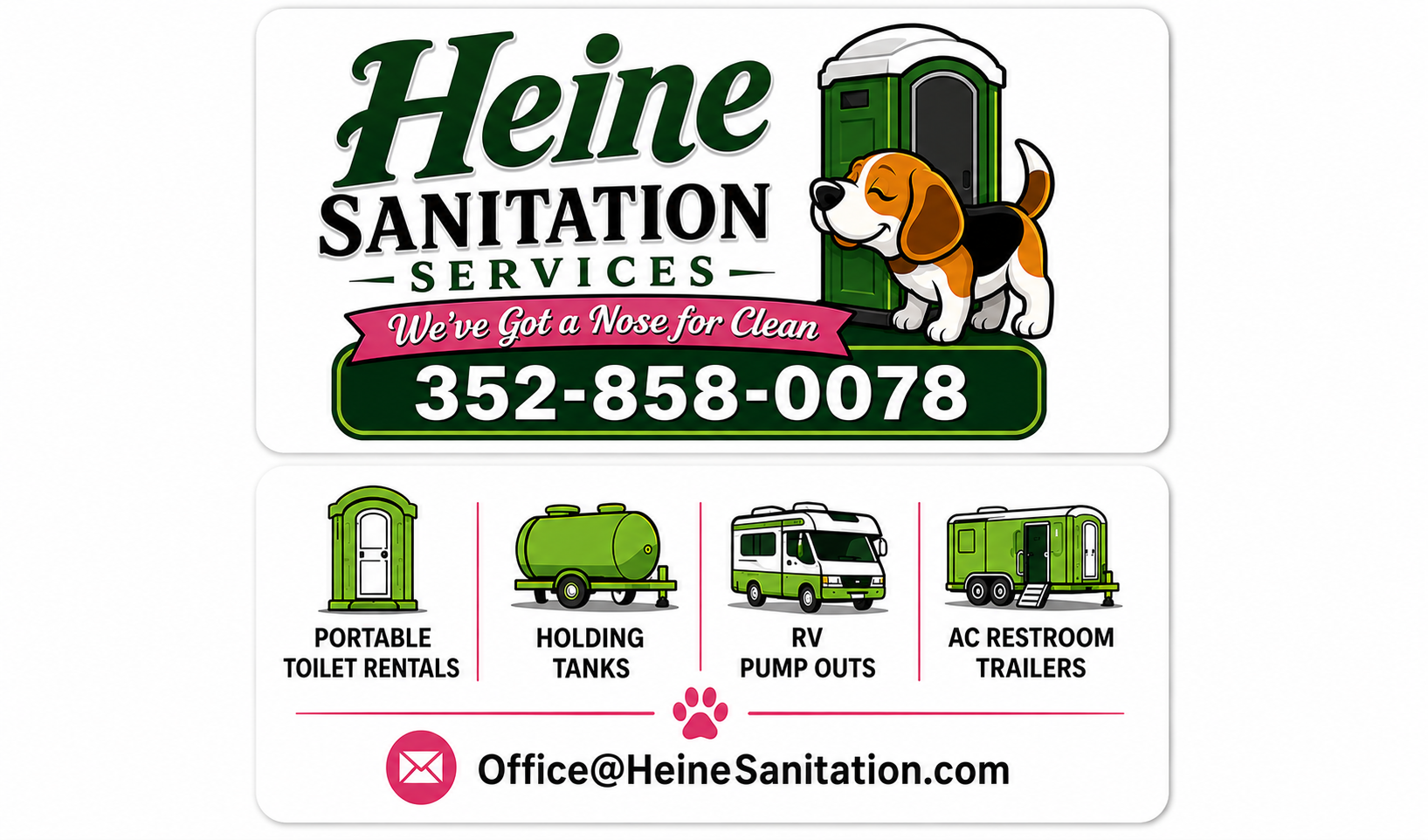 Heine Sanitation Services logo and beagle mascot